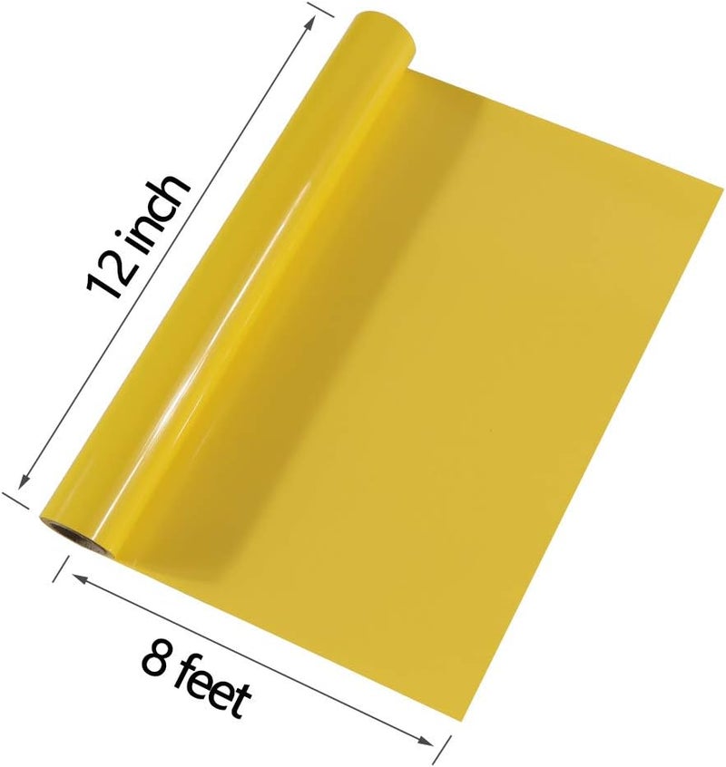 TUMIYA Yellow Heat Transfer Vinyl HTV Rolls, 12" x 8ft Yellow Iron on Vinyl for T-Shirt, Glossy Adhesive HTV Vinyl for Heat Press DIY Design Easy to Cut - Image 3