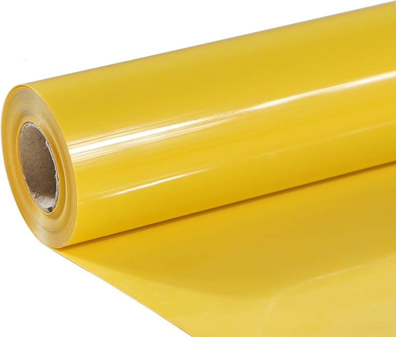 TUMIYA Yellow Heat Transfer Vinyl HTV Rolls, 12" x 8ft Yellow Iron on Vinyl for T-Shirt, Glossy Adhesive HTV Vinyl for Heat Press DIY Design Easy to Cut - Image 1