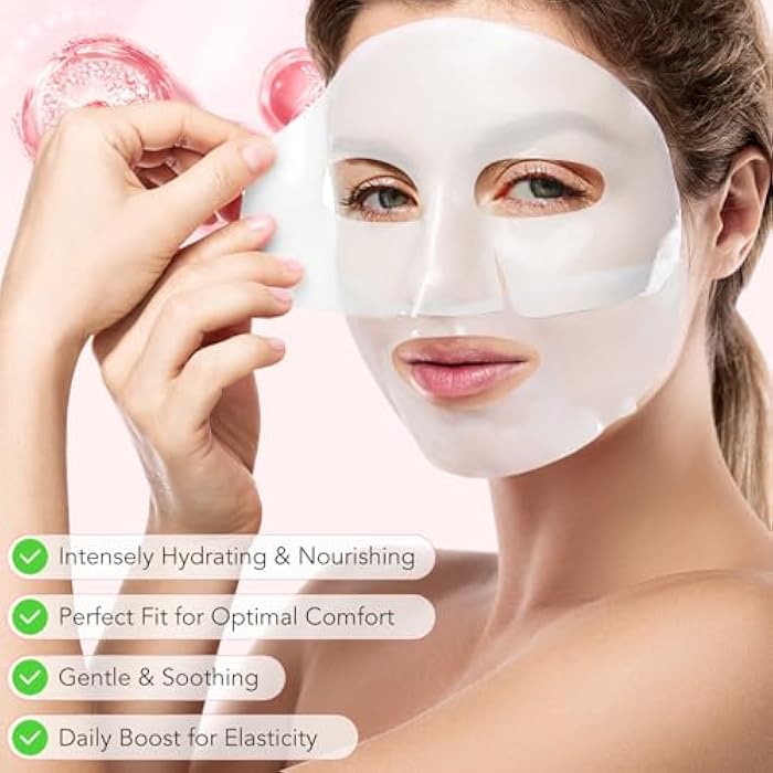 Akeeronn Collagen Face Mask, Bio-Collagen Deep Hydrating Overnight Mask with Hyaluronic Acid, Anti Wrinkle Lifting Mask for All Skin Types, Anti Aging Facial Mask,Pore-Minimizing,Firming&Elasticity(4 PCS) - Image 2
