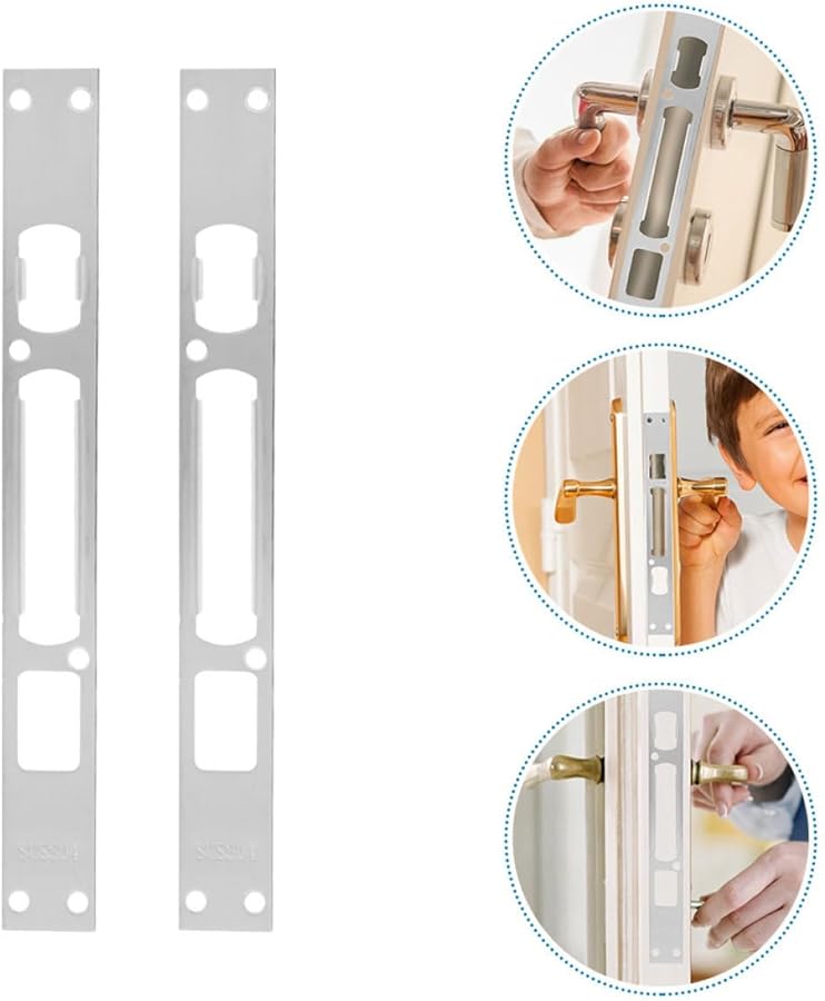 4 قطع من مجموعة لوحات تعزيز أقفال الأبواب عالية الأمان من الفولاذ المقاوم للصدأ للقفل المزلاج - Image 4