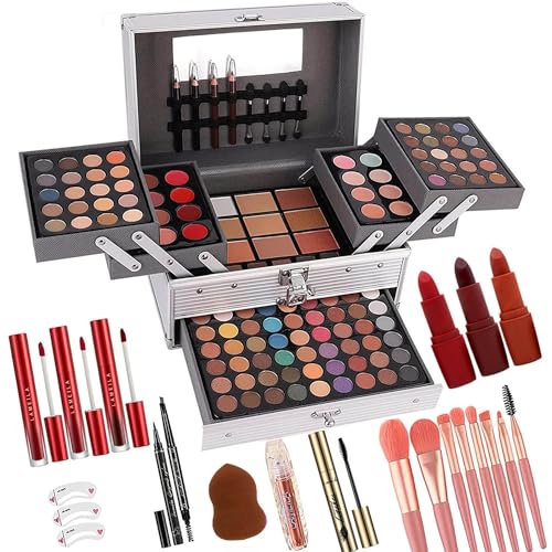 UNIFULL 132 Color All- In- One Makeup For Women Full Kit,Professional Makeup Kit,Makeup Gift Set for Women,Girls&Teens,Include eyeshadow/lipstick/concealer/Lip Gloss/Eyeliner/Mascara（006N2-Silver） - Image 1