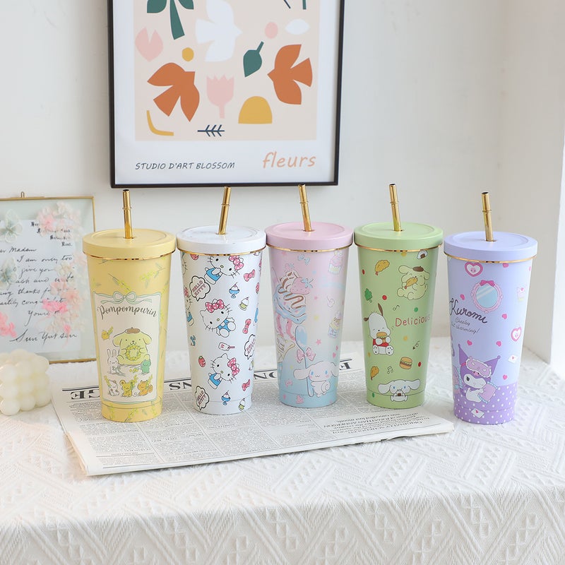 Cute Phnom Penh 304 Stainless Steel Thermos Cup Large Capacity 750Ml Cartoon Vacuum Double-Layer Suction Cup Ice Bully Cup - Image 2