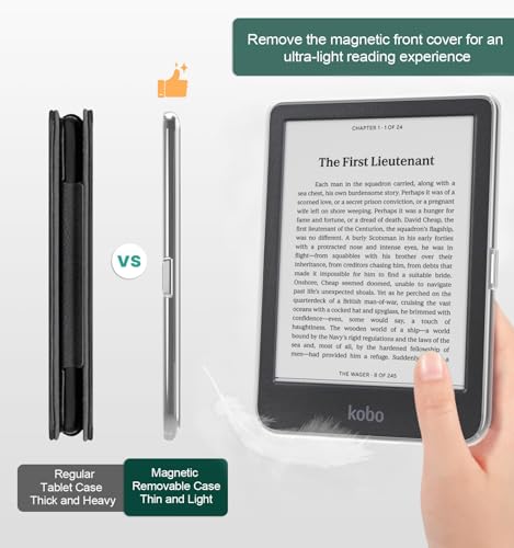 E NET-CASE Detachable Magnetic Case for 6" Kobo Clara Colour (2024) /Clara BW (2024) /2E (2022) eReader, Ultra Clear Back Scratch-Proof Light丨Easy to Detach & Attach丨Auto Sleep/Wake (Orange Flower) - Image 5