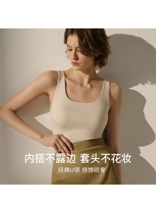 ubras U-Neck Wool Vest, Basic Solid Color Camisole For Women, Autumn Season - Image 5