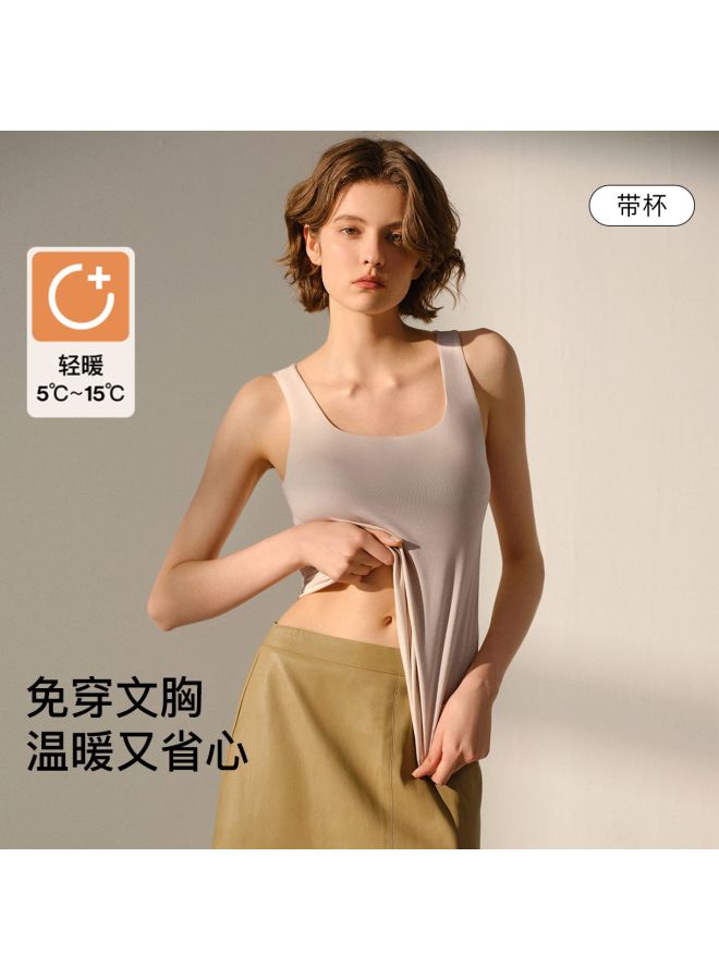 ubras U-Neck Wool Vest, Basic Solid Color Camisole For Women, Autumn Season - Image 2