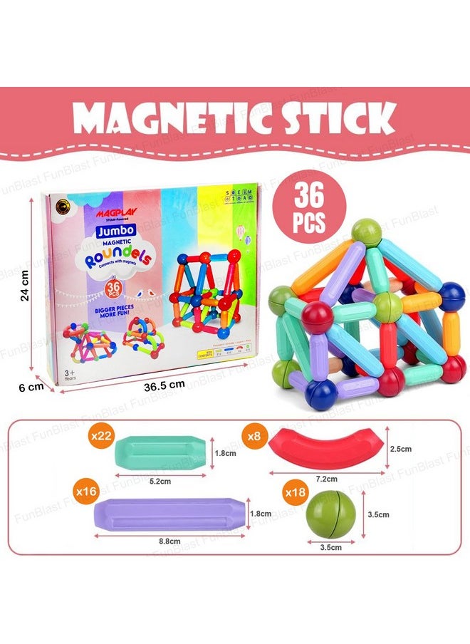 FunBlast FunBlast Magnetic Sticks Building Blocks for Kids - 36 Pcs Puzzle Games for Kids, STEM Toys for Children, Building & Construction Toys, Educational & Learning Toy for 3+ Year Old Kids Boys, Girls  - Image 3