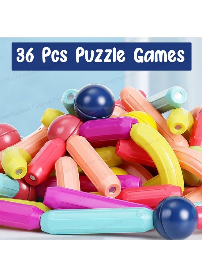 FunBlast FunBlast Magnetic Sticks Building Blocks for Kids - 36 Pcs Puzzle Games for Kids, STEM Toys for Children, Building & Construction Toys, Educational & Learning Toy for 3+ Year Old Kids Boys, Girls  - Image 5
