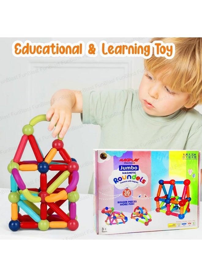 FunBlast FunBlast Magnetic Sticks Building Blocks for Kids - 36 Pcs Puzzle Games for Kids, STEM Toys for Children, Building & Construction Toys, Educational & Learning Toy for 3+ Year Old Kids Boys, Girls  - Image 4