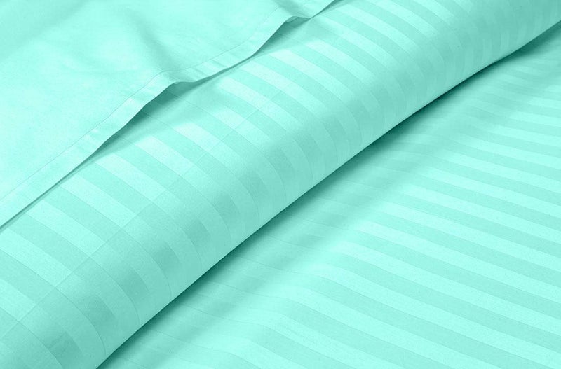 Home Darling Glace Cotton Satin Stripe Plain Color King Size Bedsheet for Double Bed with Two Pillow Covers (Aqua, 90 x 100 Inch) - Image 2