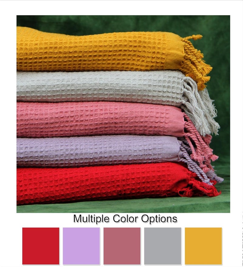 PATVY Bath Towels 100 Cotton Waffle Weave Large Size Towels 75 x 150cm Quick Absorption Faster Drying Bath Towel for Women Men Pack of 3 Lilac Brick Mustard Yellow - Image 3