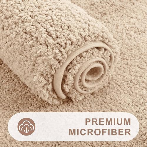 XXSSIER Microfiber Anti-Skid Bath Mat Water Absorbent Bathroom Mat for Kitchen Bedroom Entrance Shower Rugs Floor Door Mat (60 x 40 CM, Beige) - Image 3