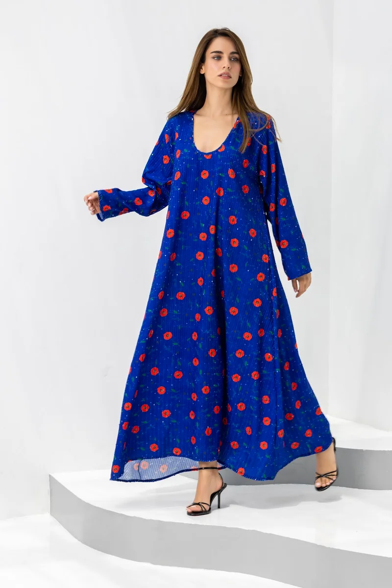 Reem Abayas Blue Poppy Kaftan