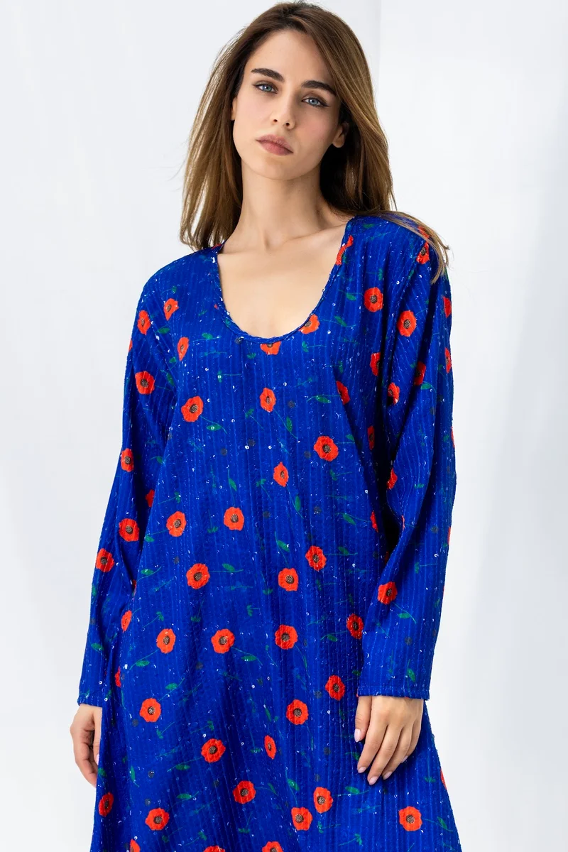 Reem Abayas Blue Poppy Kaftan