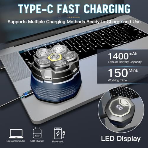 SOLIMPIA Upgraded Head Shaver for Bald Men，Magnetic Electric Razor Hair Trimmer for Men，Large Battery Capacity, Rechargeable LED Display， Waterproof Wet/Dry Head Shavers with Type-C Charge - Image 2