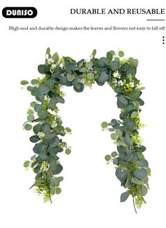 DUNISO Artificial Greenery Garland with Flowers, Leaf Eucalyptus Garland Hanging for Wedding Home Party Craft Art Table Runner Backdrop Indoor Outdoor Decor  - Image 2