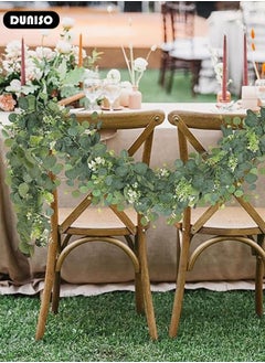 DUNISO Artificial Greenery Garland with Flowers, Leaf Eucalyptus Garland Hanging for Wedding Home Party Craft Art Table Runner Backdrop Indoor Outdoor Decor  - Image 3