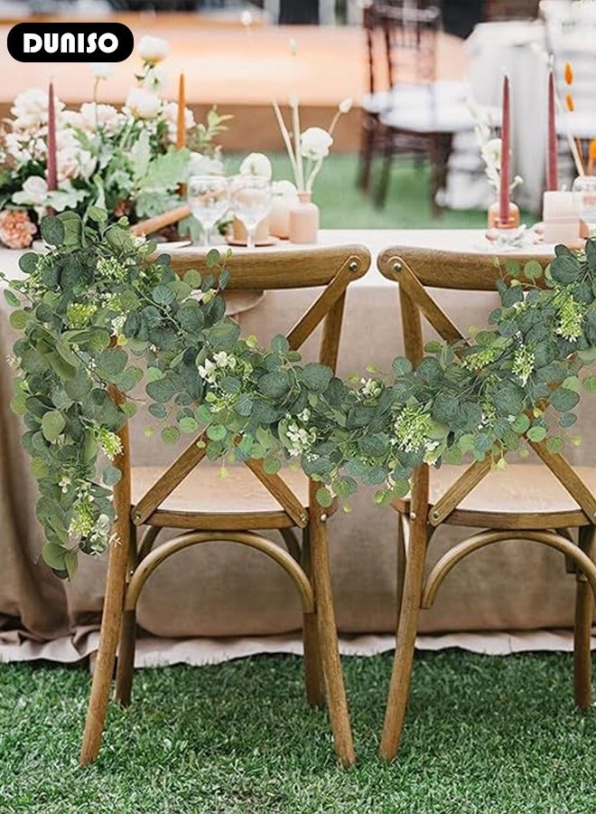 DUNISO Artificial Greenery Garland with Flowers, Leaf Eucalyptus Garland Hanging for Wedding Home Party Craft Art Table Runner Backdrop Indoor Outdoor Decor  - Image 3