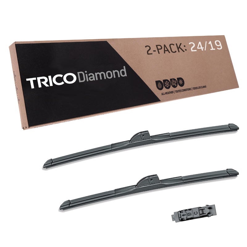 TRICO Diamond 252419 24 Inch 19 inch pack of 2 High Performance Automotive Replacement Windshield Wiper Blades For My Car Super Premium All Weather Beam Blade for Select Vehicle Models