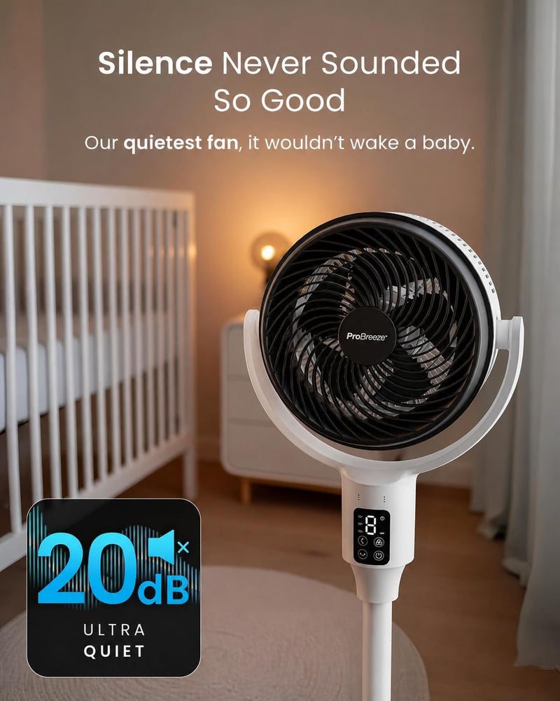 Pro Breeze® AirFlo 43" Standing Fan – Quiet 29dB Silent Fan, Electric Pedestal Fan with Remote Control, 9H Energy-Saving Timer, 4 Modes, 9 Speeds, Adjustable Height Fans for Bedroom & Home - Image 3