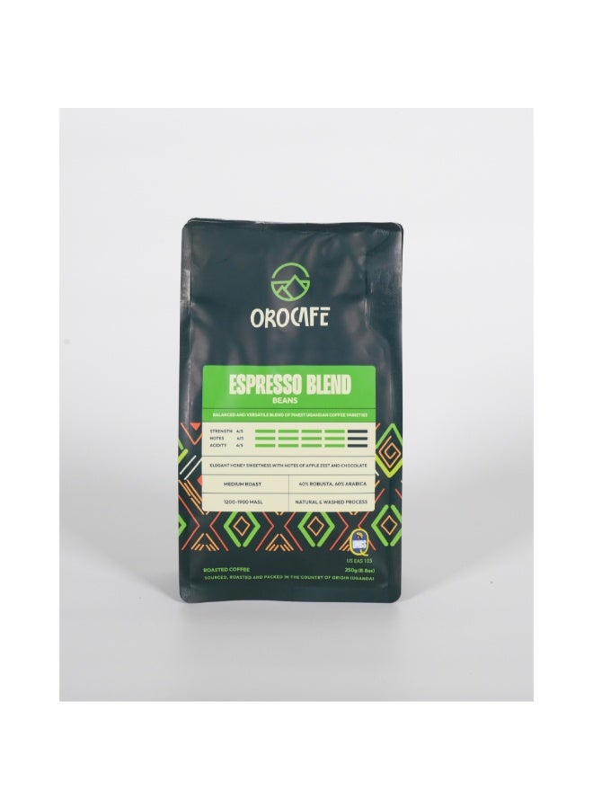 Orocafe Espresso Roasted Coffee Beans 250g – Intense Dark Roast Signature Esspresso Blend Arabica & Robusta Coffee beans, Single Uganda Origin - Image 1