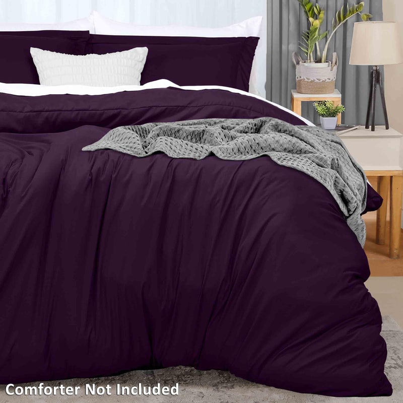 Utopia Bedding Duvet Cover Queen Size - 3 Piece with Zipper Closure - 1 Comforter Cover 90X90 Inches & 2 Pillow Shams 20X26 Inches (Purple) Comforter Not Included - Image 4
