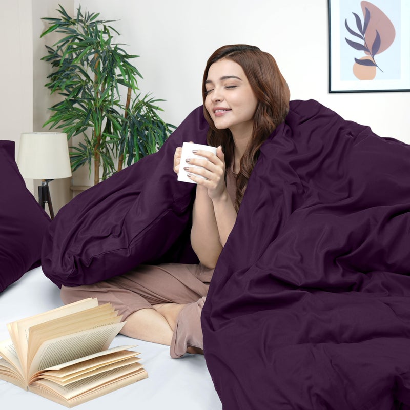 Utopia Bedding Duvet Cover Queen Size - 3 Piece with Zipper Closure - 1 Comforter Cover 90X90 Inches & 2 Pillow Shams 20X26 Inches (Purple) Comforter Not Included - Image 3