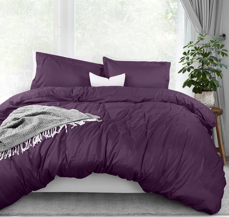 Utopia Bedding Duvet Cover Queen Size - 3 Piece with Zipper Closure - 1 Comforter Cover 90X90 Inches & 2 Pillow Shams 20X26 Inches (Purple) Comforter Not Included - Image 1