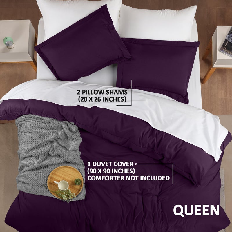 Utopia Bedding Duvet Cover Queen Size - 3 Piece with Zipper Closure - 1 Comforter Cover 90X90 Inches & 2 Pillow Shams 20X26 Inches (Purple) Comforter Not Included - Image 2