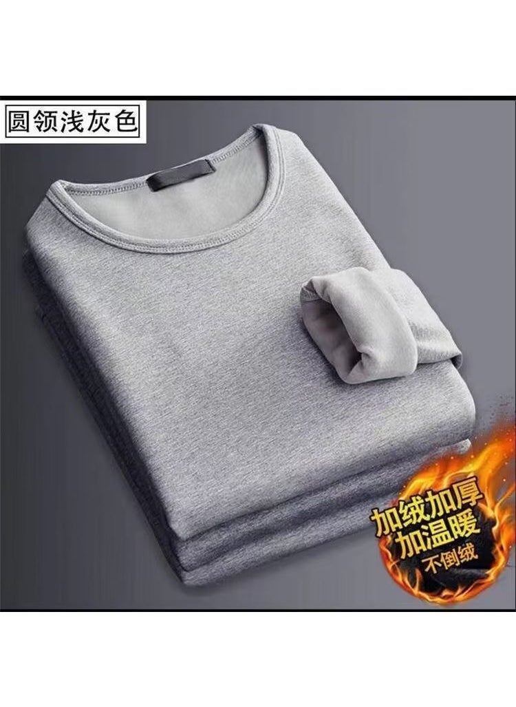 Generic - Thermal Velvet Undershirt Mens Fleece Lined Warm Base Layer B01 light gray - Image 1