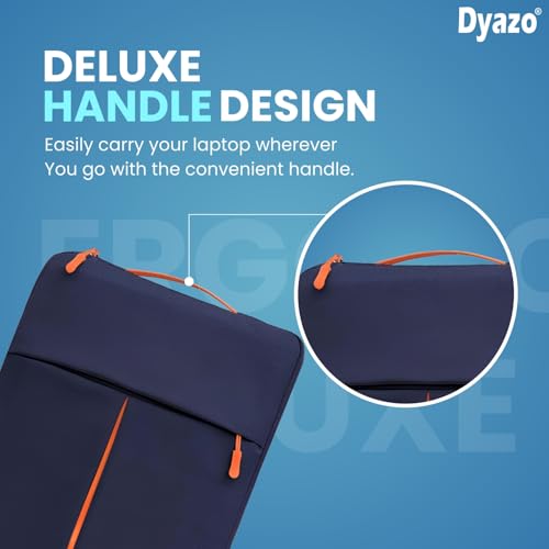 Dyazo Laptop Sleeve Case 13-13.3 Inch | Slim Protective Cover with Handle & Front Accessories Pocket | Compatible for MacBook Air/Pro, HP, Dell, Lenovo & Other Notebooks (Blue & Orange) - Image 3