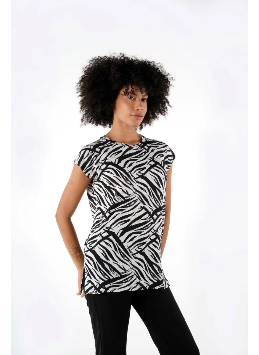 Alexander Gardi Slit Patterned Blouse (B24-1659)