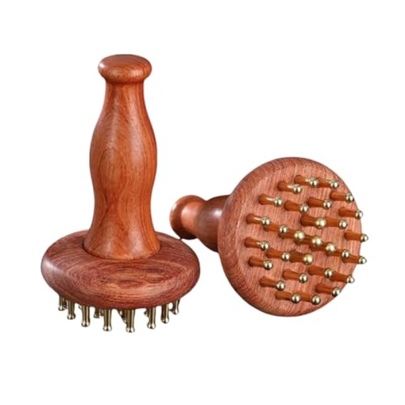 Wood Therapy Massage Tool Wooden Handheld Massager with Copper Head for Neck Leg Muscle Relief - Deep Tissue Home Spa Massage Tool for Stress Relief - Image 1