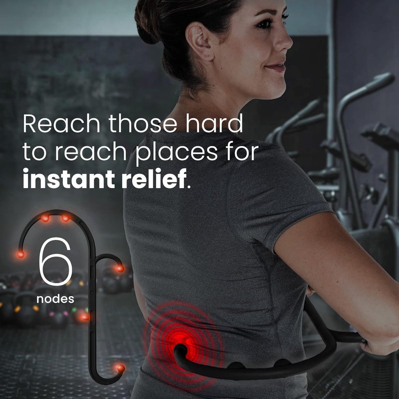 LiBa Back and Neck Massager - Trigger Point Massage Tools for Pain Relief and Manual Massage Hook Therapy Handheld Back Neck Shoulder Massager Black - Gift for Women & Men - Image 3