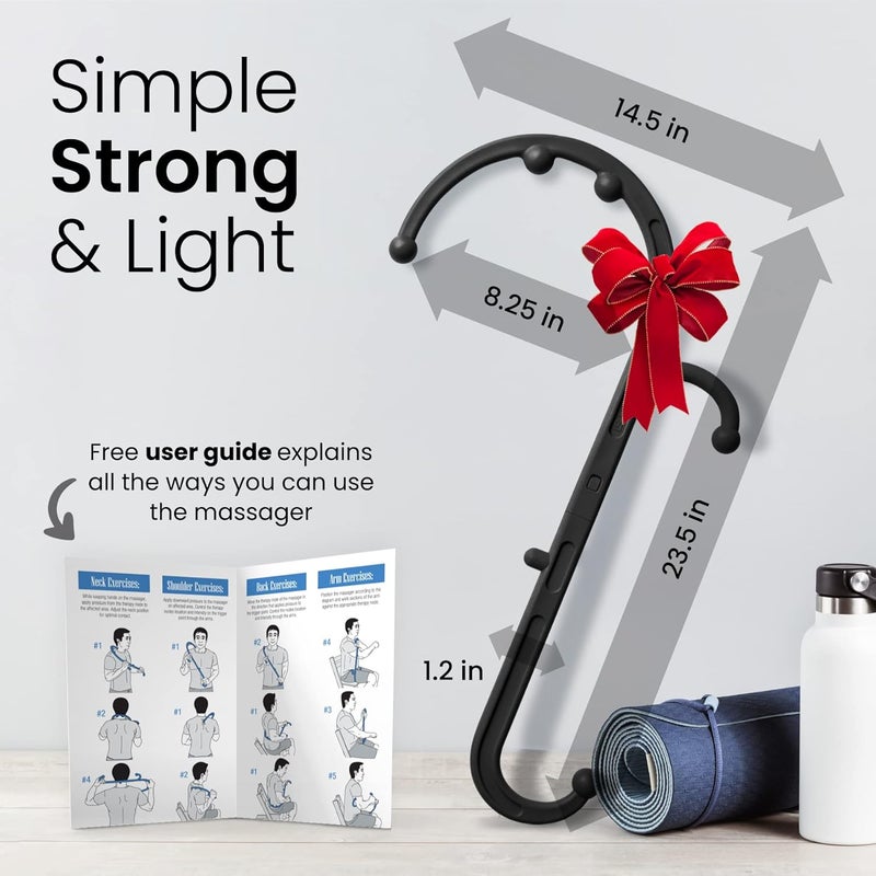 LiBa Back and Neck Massager - Trigger Point Massage Tools for Pain Relief and Manual Massage Hook Therapy Handheld Back Neck Shoulder Massager Black - Gift for Women & Men - Image 2