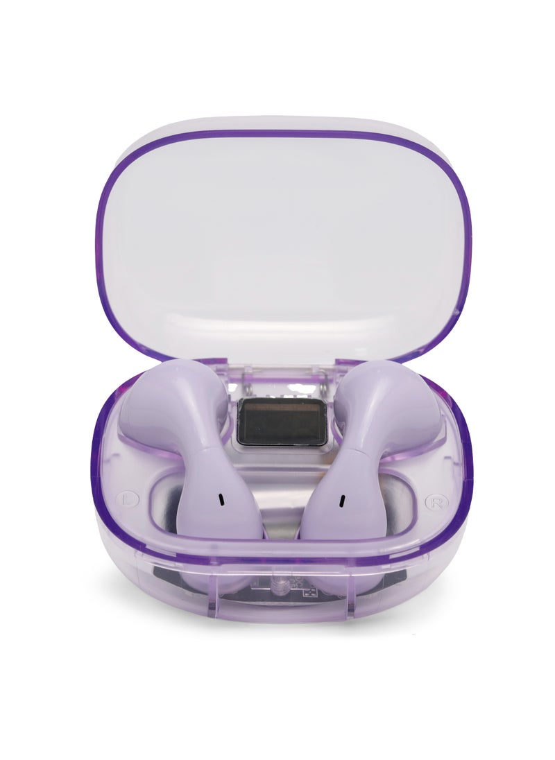 Generic Transparent wireless bluetooth headphones in-ear high sound quality long battery life purple for IPhone Android  - Image 1