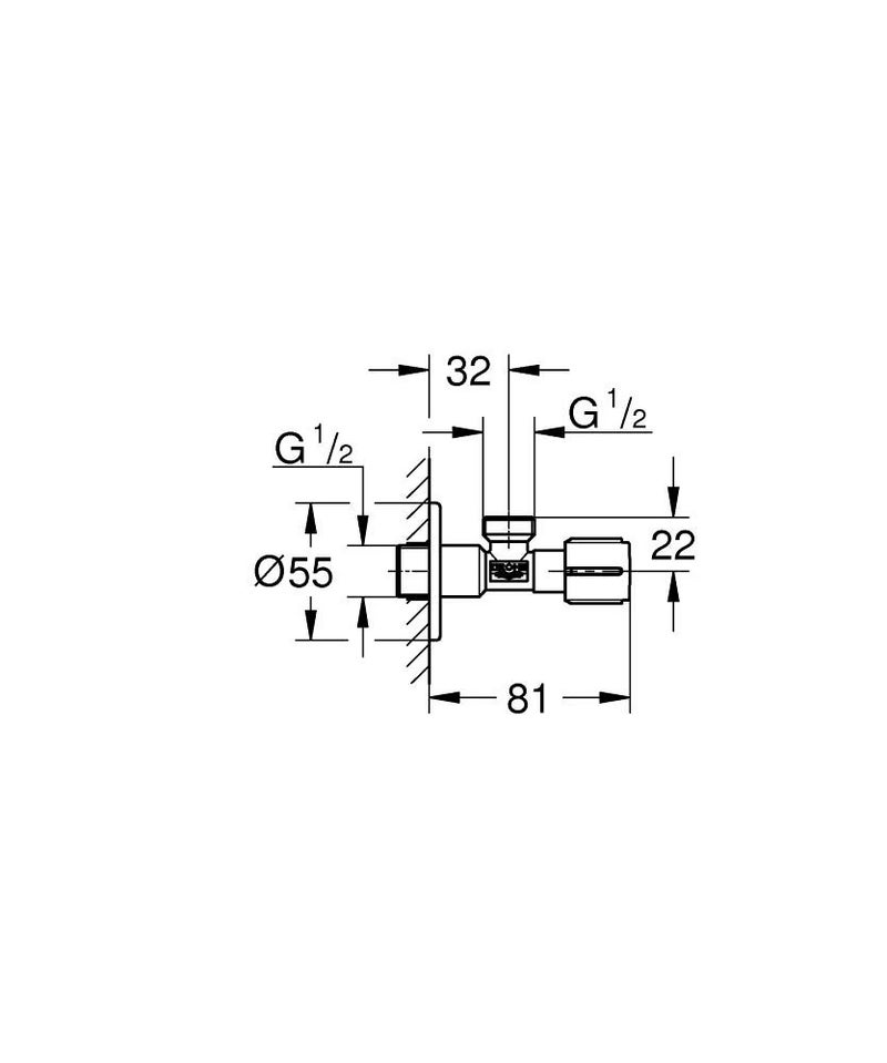 GROHE Angle Valve 1/2 x 1/2 Inch | Brass Spindle Shut-Off and Double O-Ring | Long Shaft and Metal Escutcheon | Chrome 22041000 - Image 3