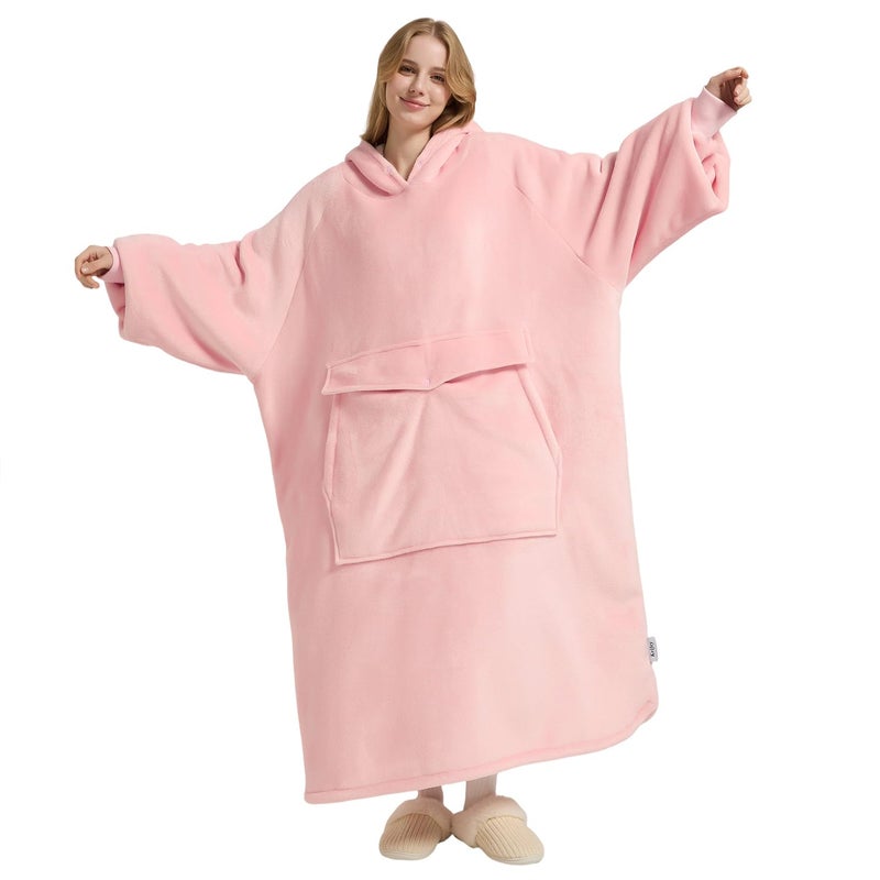 Krifey Big & Tall Wearable Blanket Hoodie with Cat Pocket, Extra Long Oversized Fleece Blanket for Adults, Cozy Birthday Gifts, Christmas Gifts - Image 1