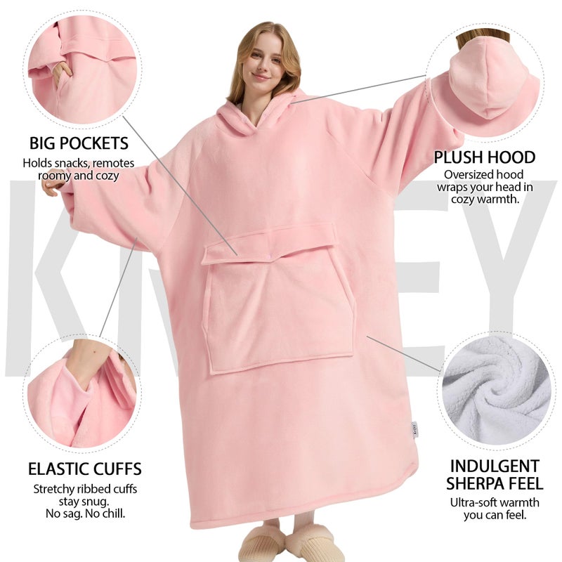 Krifey Big & Tall Wearable Blanket Hoodie with Cat Pocket, Extra Long Oversized Fleece Blanket for Adults, Cozy Birthday Gifts, Christmas Gifts - Image 5