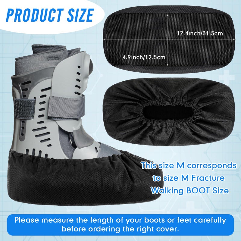 Shyyween 2 Pcs Air Cam Walking Boot Covers for Medical Fracture Waterproof Cast Boots Shoe Covers for Broken Foot Ankle Recovery Protection Machine Rain(Black,Medium) - Image 2
