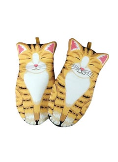 New Cotton Cat Paw Oven Gloves Heat Resistant Big Orange Pair