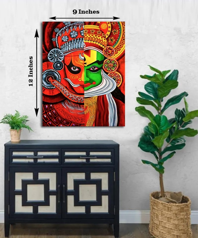 Sikhash Traditonal Art Canvas Paintings, Face of Faith Kathakali, Indian Art, Home Décor, Wall Painting for Living Room, Bedroom, Office, Unframed Paintings, Multicolor Fabric, 12X9 inches. a101 - Image 4