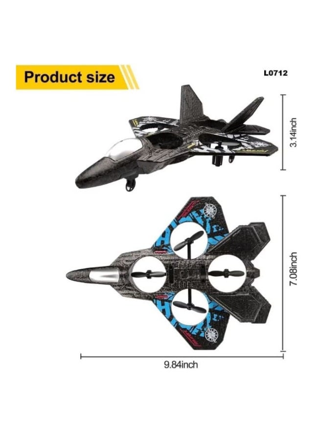 L0712 Kids Remote Control Fighter Drone – 2.4GHz RC Airplane with 360° Rotation, LED Lights, One-Button Takeoff and Landing, Rechargeable Battery, Durable Foam Toy Airplane - Image 2