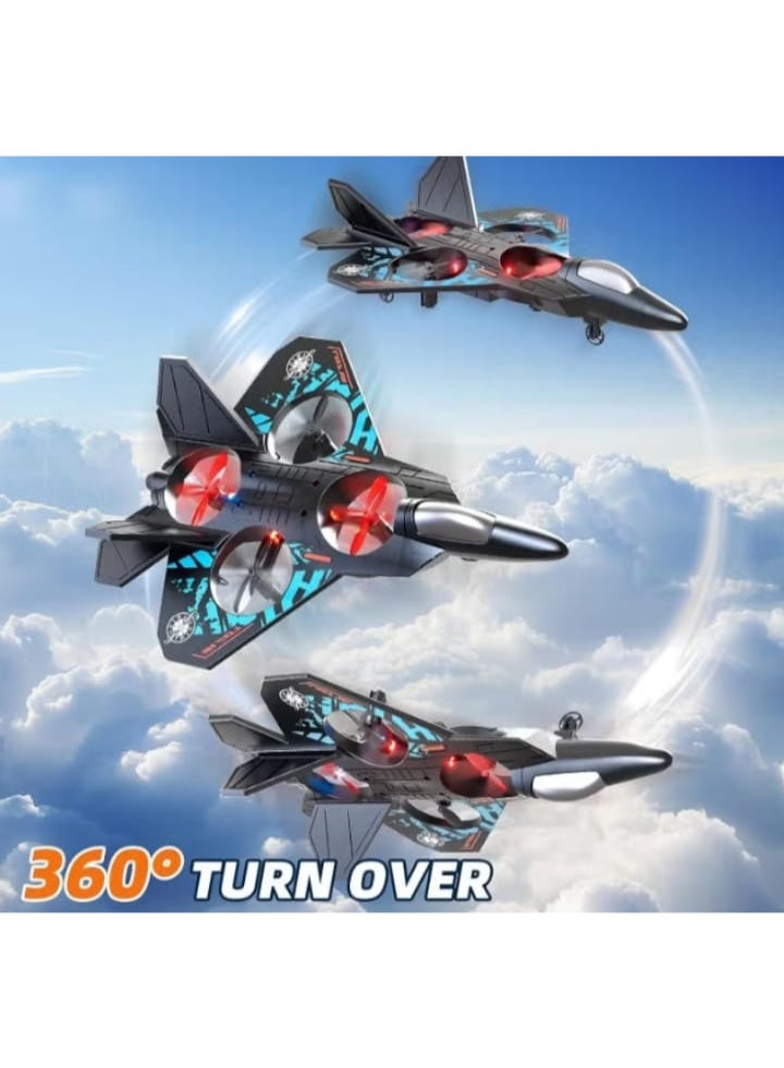 L0712 Kids Remote Control Fighter Drone – 2.4GHz RC Airplane with 360° Rotation, LED Lights, One-Button Takeoff and Landing, Rechargeable Battery, Durable Foam Toy Airplane - Image 3