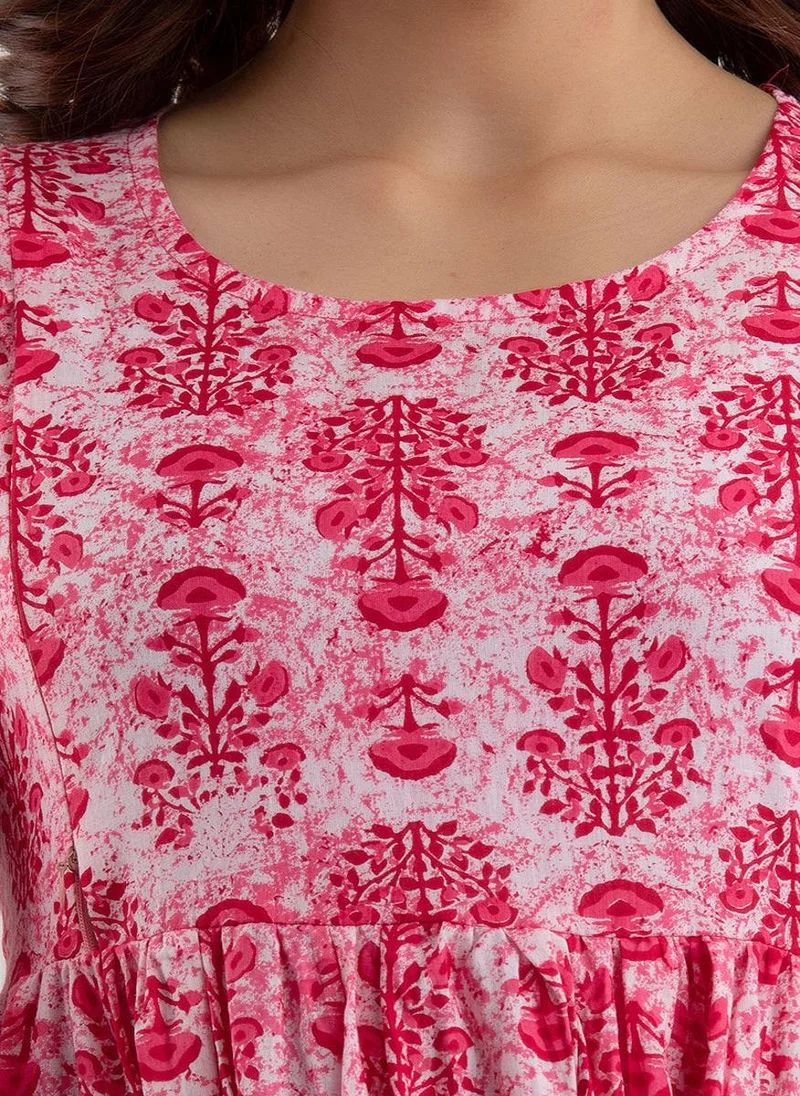 زيري سوق Pink Cotton Maternity Baby Feeding Dress