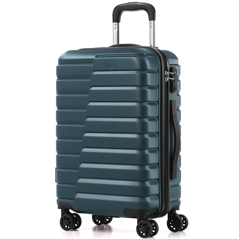 Coolife Carry On Luggage Airline Approved with Wheels Hard Shell Suitcase Spinner TSA Lock Telescopic Handle (20-inch-Teal blue) - Image 1