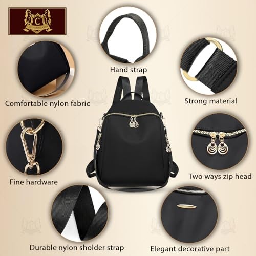Global Impex Ethnic Style Waterproof Oxford Backpack for Women | Ladies Fashion Travel Canvas Bag | Large Capacity Nylon Collage Bagpack | Girls Laptop Backpack Black - Image 2