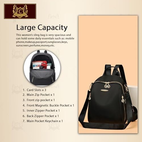 Global Impex Ethnic Style Waterproof Oxford Backpack for Women | Ladies Fashion Travel Canvas Bag | Large Capacity Nylon Collage Bagpack | Girls Laptop Backpack Black - Image 3