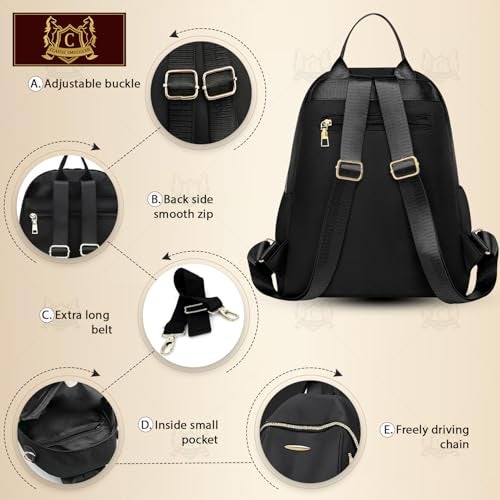 Global Impex Ethnic Style Waterproof Oxford Backpack for Women | Ladies Fashion Travel Canvas Bag | Large Capacity Nylon Collage Bagpack | Girls Laptop Backpack Black - Image 4