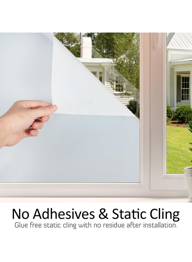 Today Idea Frosted Window Privacy Film Heat Control UV Blocking, Static Cling Non-Adhesive Reusable Door coverings for Bathroom Home Office (Frosted, 35.4 Inch x 6.5 Feet) - Image 3