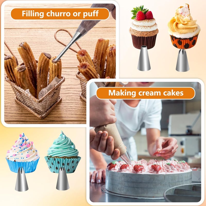 Catcan Churro Maker Machine, Churro Maker Kits Including Stainless Steel Churro Maker, Piping Bag with Churro Piping Tip, 4 Nozzles, 2 Brushes, 3 Discs for Homemade Different Shape Churros, Cookie - Image 5
